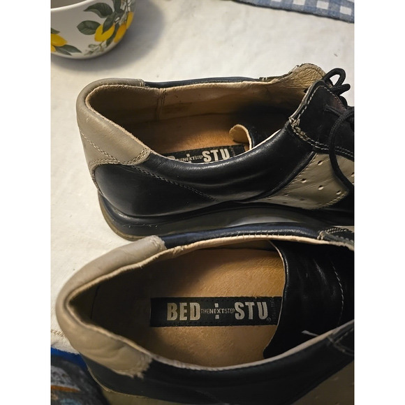 Bed Stu Black Leather Oxford Low Top Lace Up Square Toe Casual Shoes Men\'s Sz 42 main image 4